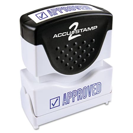 Consolidated Stamp Mfg Accustamp2 Shutter Stamp with Anti Bacteria- Blue- APPROVED- 1.63 x .5 35575